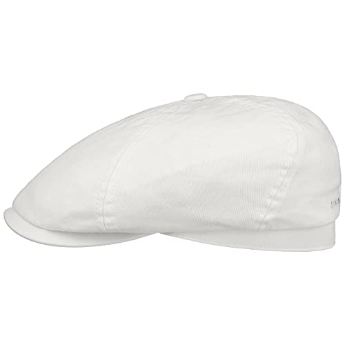 Stetson Cotton Twill Flatcap Schirmmütze Schiebermütze Baumwollcap Damen/Herren - mit Schirm, Futter Frühling-Sommer - XL (60-61 cm) weiß von Stetson