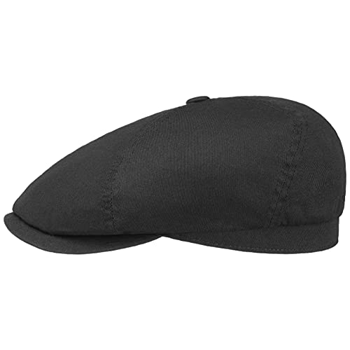 Stetson Cotton Twill Flatcap Schirmmütze Schiebermütze Baumwollcap Damen/Herren - mit Schirm, Futter Frühling-Sommer - M (56-57 cm) schwarz von Stetson