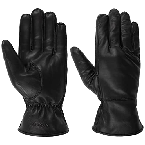 Stetson Cowskin Lederhandschuhe Handschuhe Fingerhandschuhe Damen/Herren - mit Futter Herbst-Winter - 9 1/2 HS schwarz von Stetson
