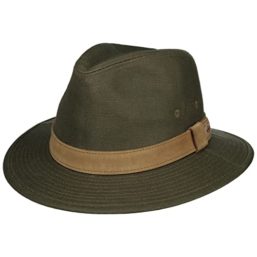 Stetson Dalito Traveller Stoffhut Travellerhut Sonnenhut Stofftraveller Outdoorhut Herren - mit Lederband Frühling-Sommer - L (58-59 cm) Oliv von Stetson