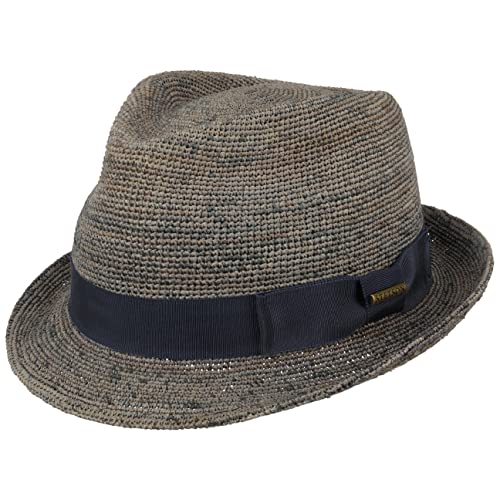 Stetson Decorah Trilby Strohhut - Hut aus Raffiastroh - Sommerhut mit Ripsband - Casual Fedora - Frühling/Sommer - Damen & Herren dunkelblau S (54-55 cm) von Stetson