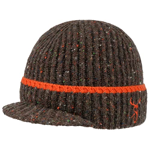 Stetson Deer Beanie mit Schirm Strickmütze Wintermütze Damen/Herren - Made in Italy Umschlag, Schirm, Herbst-Winter - One Size braun von Stetson