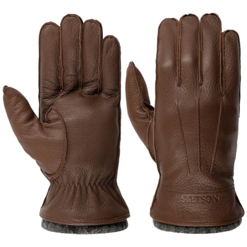 Stetson Deer Cashmere Lederhandschuhe Fingerhandschuhe Handschuhe Herrenhandschuhe (9 HS - braun-grau) von Stetson