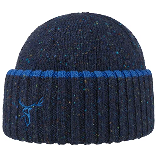 Stetson Deer Umschlagmütze Mützen - Wintermütze - Italienischer Strickmütze - Herren - Melierte Beanie - Made in Italy - Herbst/Winter dunkelblau One Size von Stetson