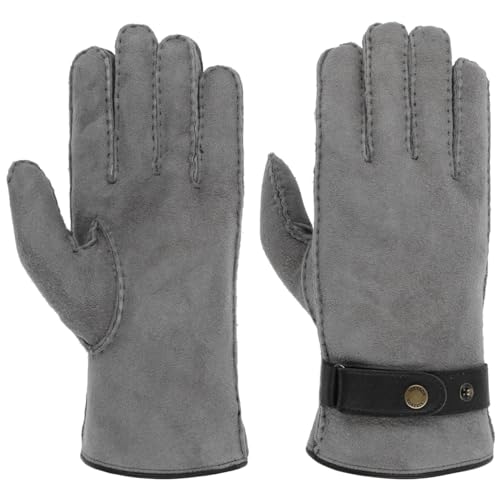 Stetson Deerskin Lambswool Handschuhe Herren – HANDMADE – Mit Lammwolle gefüttert – Aus 100% Hirschleder – Lederhandschuhe für Herren mit Druckknopfverschluss – Herbst/Winter grau 9 HS von Stetson