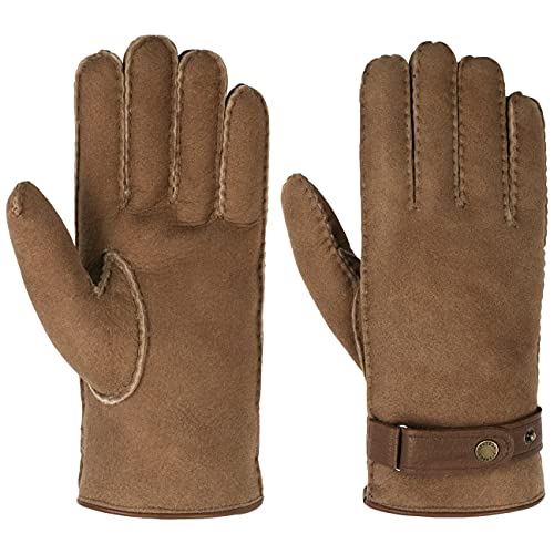 Stetson Deerskin Lambswool Handschuhe Herren - HANDMADE - Mit Lammwolle gefüttert - Aus 100% Hirschleder - Lederhandschuhe für Herren mit Druckknopfverschluss - Herbst/Winter Braun 10 HS von Stetson