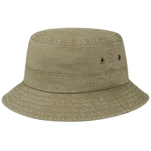 Stetson Delave Baumwollhut - Anglerhut Herren/Damen - Fischerhut aus Bio-Baumwolle - Sommerhut UV-Schutz 40 + - Hut Packable - Urlaubshut Frühjahr/Sommer - Freizeithut Khaki M (56-57 cm) von Stetson