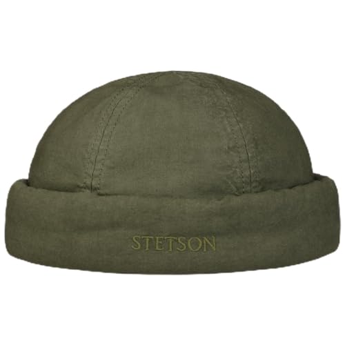 Stetson Delave Organic Cotton Dockermütze Herren - Made in The EU - Aus 100% Bio-Baumwolle - Mit UV-Schutz 40+ - Nachhaltig - Einfarbige Baumwollmütze - Dockercap Frühling/Sommer Oliv L (58-59 cm) von Stetson