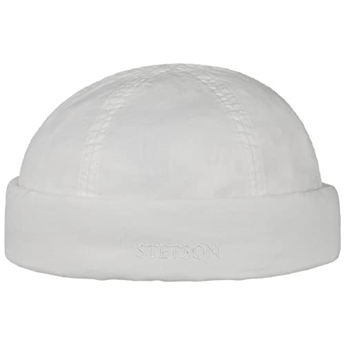 Stetson Delave Organic Cotton Dockermütze Herren - Made in The EU - Aus 100% Bio-Baumwolle - Mit UV-Schutz 40+ - Nachhaltig - Einfarbige Baumwollmütze - Dockercap Frühling/Sommer weiß L (58-59 cm) von Stetson