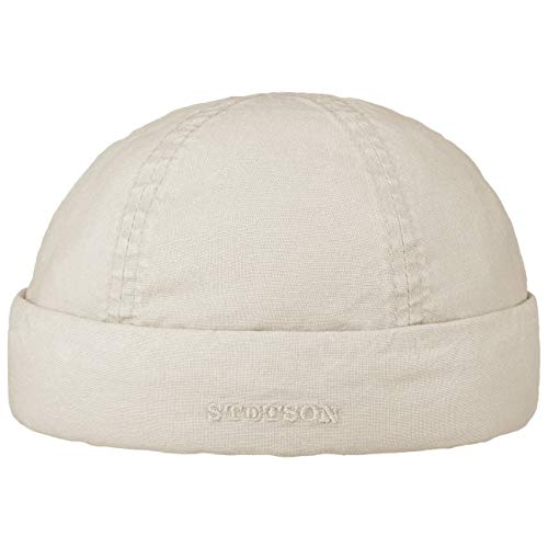 Stetson Delave Organic Cotton Dockermütze Umschlagmütze Baumwollmütze Sommermütze Dockercap Herren - Made in The EU mit Umschlag, Docker Frühling-Sommer - S (54-55 cm) Hellbeige von Stetson