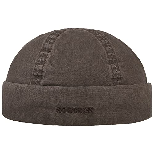 Stetson Delave Organic Cotton Dockermütze Umschlagmütze Baumwollmütze Sommermütze Dockercap Herren - Made in The EU mit Umschlag, Docker Frühling-Sommer - XXL (62-63 cm) Dunkelbraun von Stetson