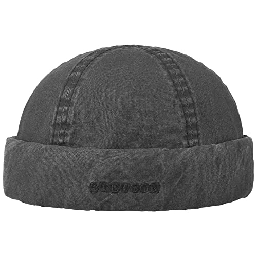 Stetson Delave Organic Cotton Dockermütze Umschlagmütze Baumwollmütze Sommermütze Dockercap Herren - Made in The EU mit Umschlag, Docker Frühling-Sommer - XXL (62-63 cm) schwarz von Stetson