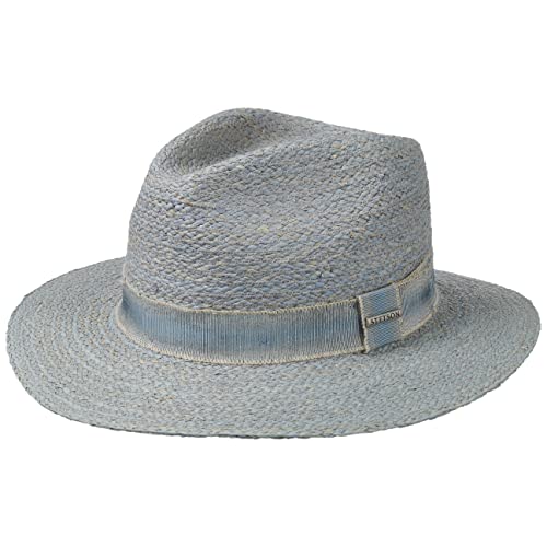 Stetson Delvado Traveller Raffiahut - Einfarbiger Hut - Sommerhut mit UV-Schutz - Für Damen und Herren - Baumwollfutter - Frühjahr/Sommer hellblau M (56-57 cm) von Stetson