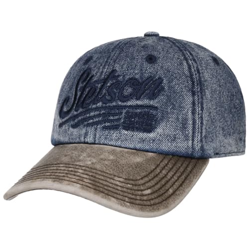 Stetson Denim Vintage Distressed Cap Basecap Baseballcap Baumwollcap Damen/Herren - Metallschnalle, mit Schirm, Schirm Frühling-Sommer Herbst-Winter - One Size Denim von Stetson