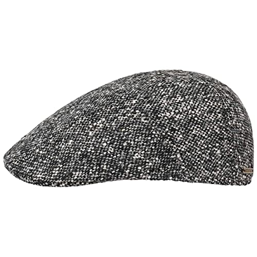 Stetson Donegal Ivy Flatcap Herren - Flat Cap aus Schurwolle - Made In EU - Schirmmütze (Schirmlänge 5cm) - Wintercap mit Baumwollfutter - Schiebermütze meliert - Herbst/Winter grau-schwarz 58 cm von Stetson