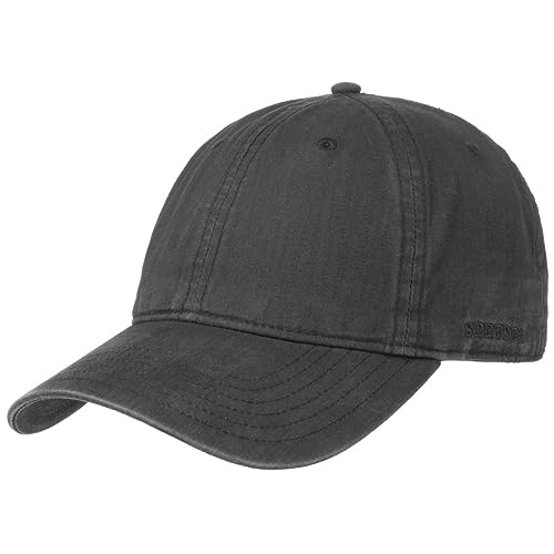 Stetson Ducor Sun Guard Fullcap Herren-Baseballkappe aus Bio-Baumwolle (nachhaltig) – Frühling/Sommer – mit UV-Schutz 40+ – Stonewash-Optik, Baseball, 7711102, Schwarz, 7711102 Small von Stetson