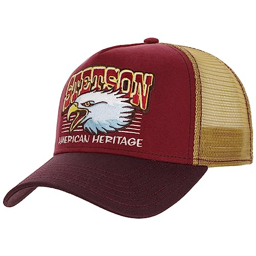 Stetson Eagle Head Trucker Cap Basecap Baseballcap Truckercap Meshcap Herren/Damen - Snapback, mit Schirm, Schirm Frühling-Sommer Herbst-Winter - One Size Bordeaux von Stetson