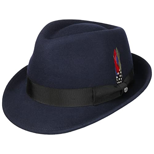 Stetson Elkader Trilby Filzhut Damen/Herren - Hut aus Wollfilz (Asahi Guard) - Wollfilzhut wasserabweisend - Fedora schmutzabweisend - Trilbyhut Sommer/Winter blau L (58-59 cm) von Stetson