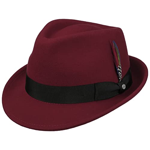 Stetson Elkader Trilby Filzhut Damen/Herren - Hut aus Wollfilz (Asahi Guard) - Wollfilzhut wasserabweisend - Fedora schmutzabweisend - Trilbyhut Sommer/Winter dunkelrot M (56-57 cm) von Stetson