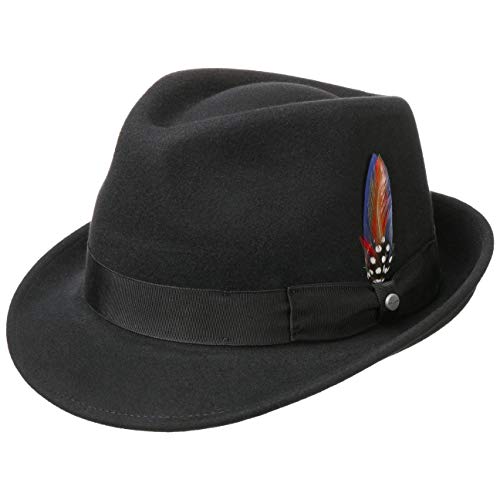 Stetson Elkader Trilby Filzhut Damen/Herren - Hut aus Wollfilz (Asahi Guard) - Wollfilzhut wasserabweisend - Fedora schmutzabweisend - Trilbyhut Sommer/Winter schwarz L (58-59 cm) von Stetson