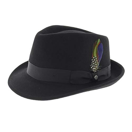 Stetson Elkader Trilby Filzhut Damen/Herren - Hut aus Wollfilz (Asahi Guard) - Wollfilzhut wasserabweisend - Fedora schmutzabweisend - Trilbyhut Sommer/Winter schwarz M (56-57 cm) von Stetson