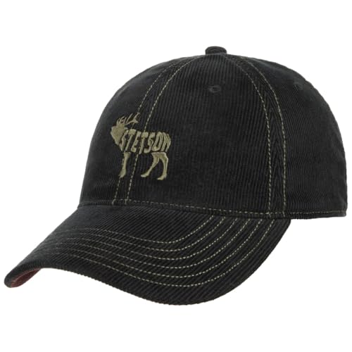 Stetson Embroidered Deer Cordcap Basecap Baseballcap Baumwollcap Herren - Snapback, mit Schirm Frühling-Sommer Herbst-Winter Frühjahr Sommer Herbst Winter - One Size schwarz von Stetson