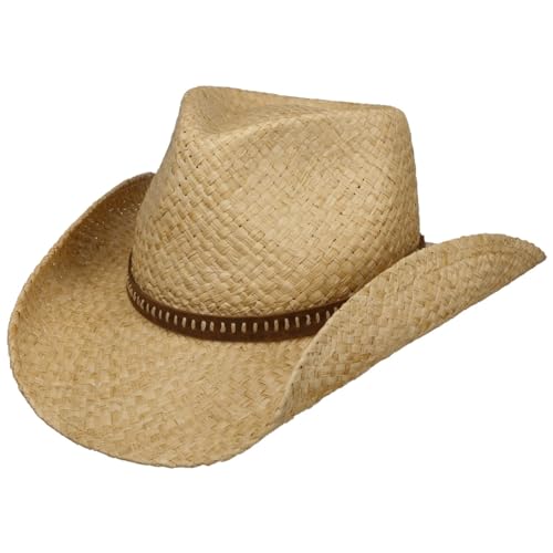 Stetson Fair Oaks Western Strohhut - Naturfarbener Hut - Raffiahut mit Ledergarniturband - Sommerhut - Damen und Herren - Frühjahr/Sommer Natur XL (60-61 cm) von Stetson