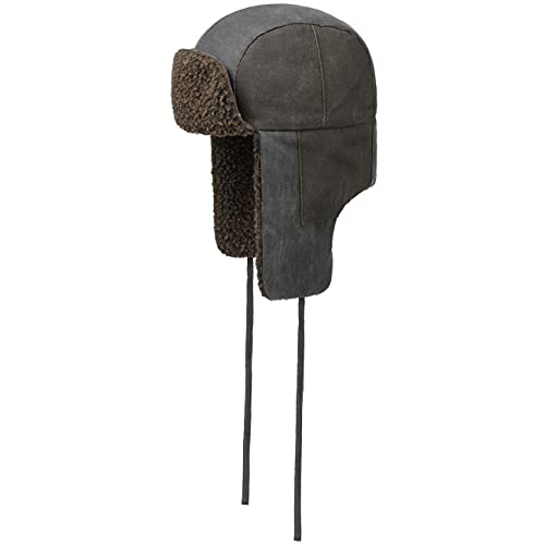 Stetson Fairbanks Cotton Bomber Fliegermütze Chapka Lapeer Pilotenmütze Herren - mit Ohrenklappen, Futter, Kinnband, Kinnband Herbst-Winter - M (56-57 cm) braun von Stetson