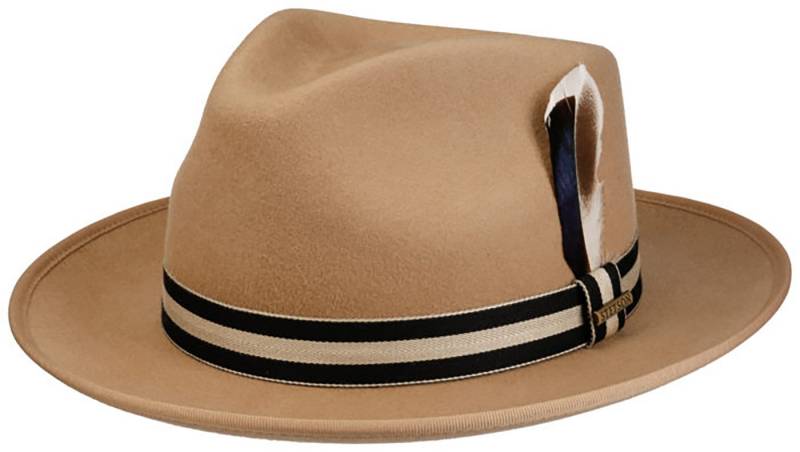 Stetson Fedora Filzhut Woolfelt mit Feder von Stetson