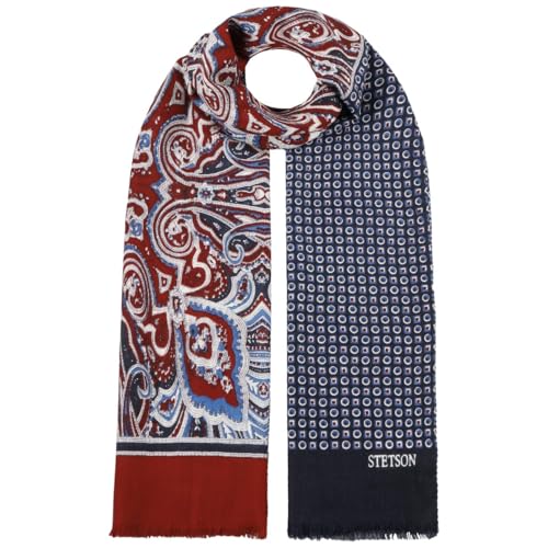 Stetson Four Colours Wollschal - Paisley - Winterschal - Unisex - Made in Germany dunkelblau-rot One Size von Stetson