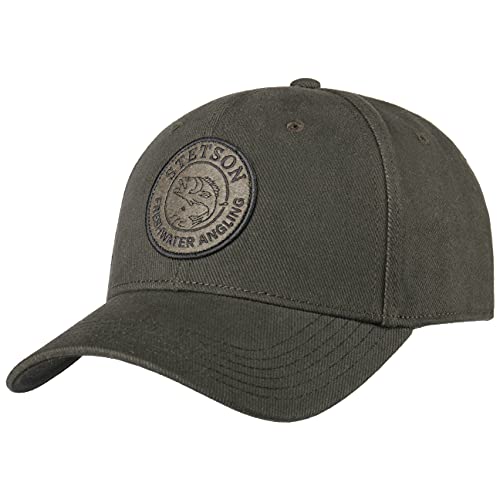 Stetson Freshwater Angling Cap Basecap Baseballcap Baumwollcap Herren - Metallschnalle, mit Schirm, Futter Frühling-Sommer Herbst-Winter - One Size Oliv von Stetson