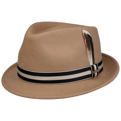Stetson Galento Trilby Hut Unifarben 100% Wollfilz Asahi Guard Herren Herbst beige M (56-57 cm) von Stetson