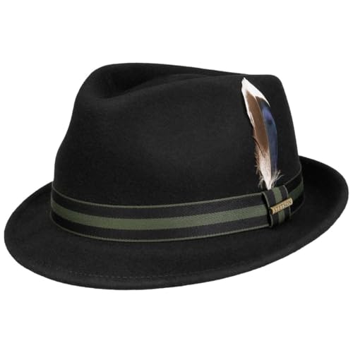 Stetson Galento Trilby Hut Unifarben 100% Wollfilz Asahi Guard Herren Herbst schwarz M (56-57 cm) von Stetson
