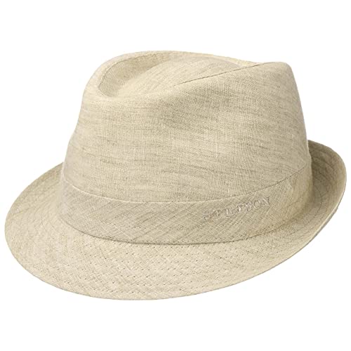 Stetson Geneva Leinenhut - Sonnenhut Damen/Herren - Stoffhut Made in Italy - Sommerhut mit UV-Schutz 40+ - Trilby aus Leinen Frühjahr/Sommer beige 59 cm von Stetson