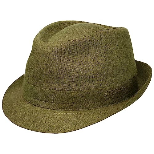 Stetson Geneva Leinenhut - Sonnenhut Damen/Herren - Stoffhut Made in Italy - Sommerhut mit UV-Schutz 40+ - Trilby aus Leinen Frühjahr/Sommer grün 61 cm von Stetson