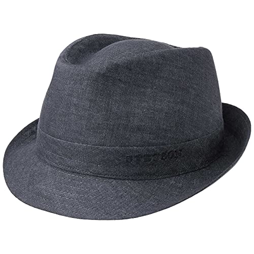 Stetson Geneva Leinenhut - Sonnenhut Damen/Herren - Stoffhut Made in Italy - Sommerhut mit UV-Schutz 40+ - Trilby aus Leinen Frühjahr/Sommer Denim 61 cm von Stetson