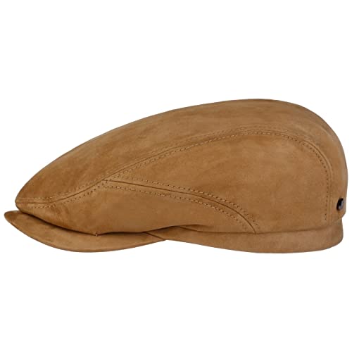 Stetson Goat Suede Flatcap - Elegante Ledercap - Einfarbige Mütze aus Ziegenleder - Kappe mit Baumwollfutter - Made in Germany - Herren - Ganzjährig beige 59 cm von Stetson