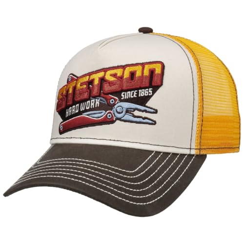 Stetson Hard Work Trucker Cap Herren One Size (ca. 57-60 cm) - Aus Baumwolle - Größenverstellbar - Gefüttert mit Baumwolle - Basecap mit Mesh-Einsatz - Baseballcap Herbst/Winter gelb One Size von Stetson