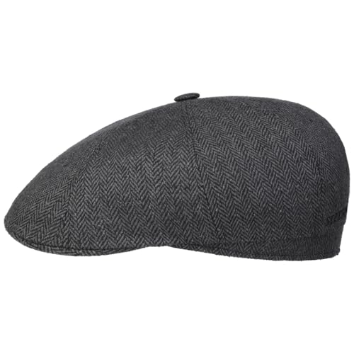 Stetson Harridge Silk Flatcap Schirmmütze Schiebermütze Herren - Made in Germany mit Schirm, Futter Frühling-Sommer Sommer - 55 cm grau-schwarz von Stetson