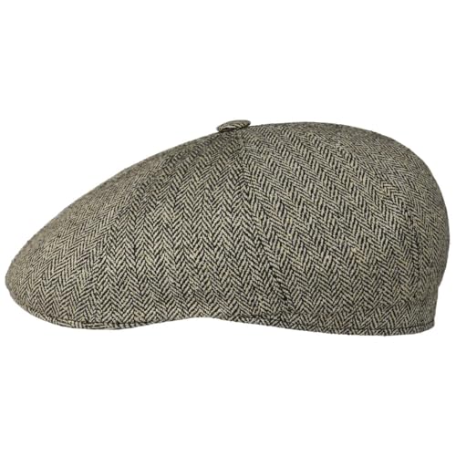 Stetson Harridge Silk Flatcap Schirmmütze Schiebermütze Herren - Made in Germany mit Schirm, Futter Frühling-Sommer Sommer - 60 cm beige-schwarz von Stetson