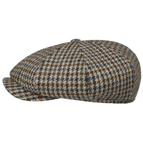 Stetson Flatcap Hahnentrittmuster Made in Germany Herren Winter beige-blau 58 cm von Stetson