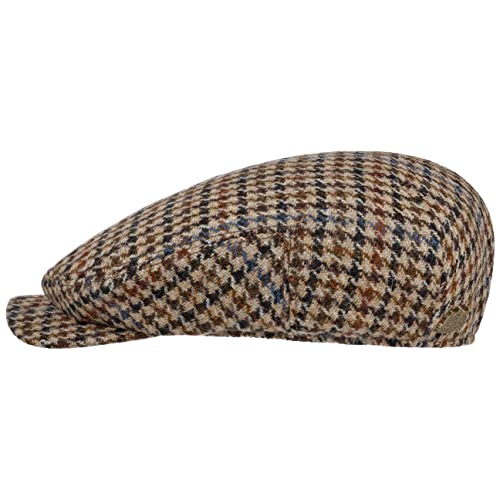 Stetson Harris Tweed Long Peak Flatcap Schirmmütze Schiebermütze Wollcap Herren - Made in Germany mit Schirm, Futter Herbst-Winter - 57 cm beige-schwarz von Stetson