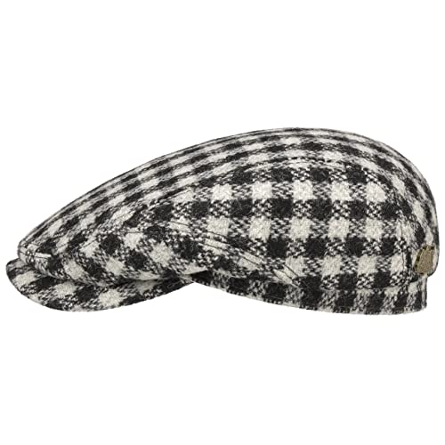 Stetson Harris Tweed Twotone Check Flatcap Herren Made in Germany Herbst Winter schwarz-weiß 57 cm von Stetson