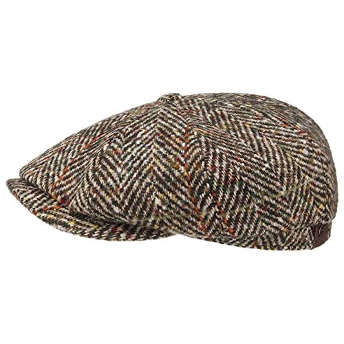 Stetson Hatteras Herringbone Cap Herren- Flatcap aus Schurwolle - Schirmmütze (Schirmlänge ca. 5,5 cm) - Wintercap mit Baumwollinnenfutter -Ballonmütze Herbst/Winter beige 57 cm von Stetson