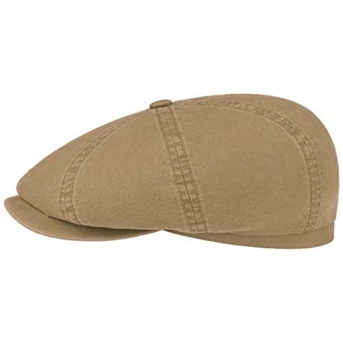 Stetson Hatteras Ballonmütze aus Bio-Baumwolle Herren - Nachhaltige Baumwollcap - Flatcap mit UV-Schutz 40 - Schiebermütze - Flat Cap Frühjahr/Sommer Dunkelbeige XL (60-61 cm) von Stetson