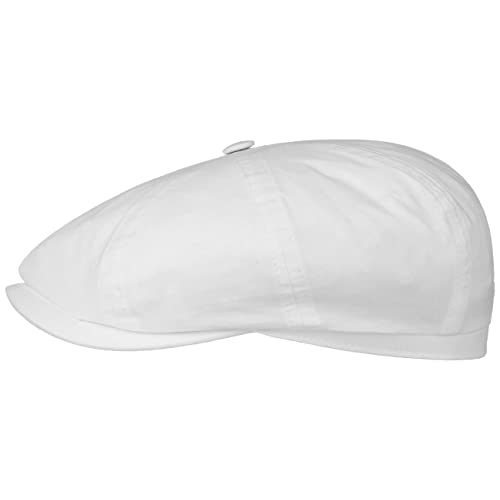 Stetson Hatteras Ballonmütze aus Bio-Baumwolle Herren - Nachhaltige Baumwollcap - Flatcap mit UV-Schutz 40 - Schiebermütze - Flat Cap Frühjahr/Sommer weiß L (58-59 cm) von Stetson