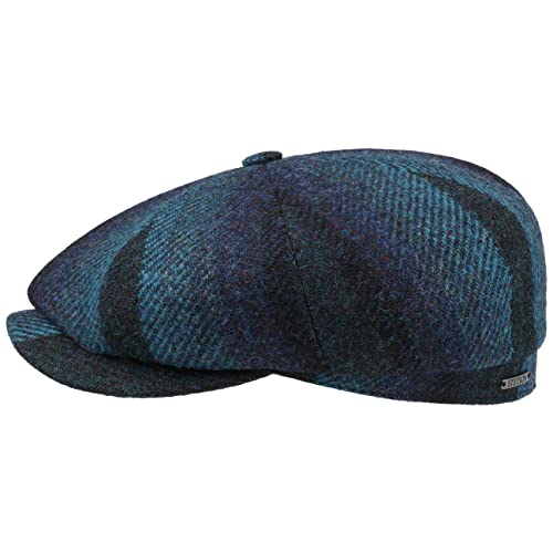 Stetson Hatteras Berneray Harris Tweed Flatcap - Mehrfarbige Mütze - Klassische Form - Herren - Wintermütze aus Schurwolle - Made in The EU - Herbst/Winter blau 58 cm von Stetson