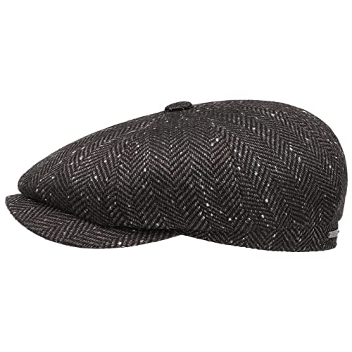 Stetson Hatteras Bright Spots Cashmere Flatcap - Mütze - Elegantes Fischgrätdesign - Made in The EU - Herren - Herbst/Winter braun 58 cm von Stetson