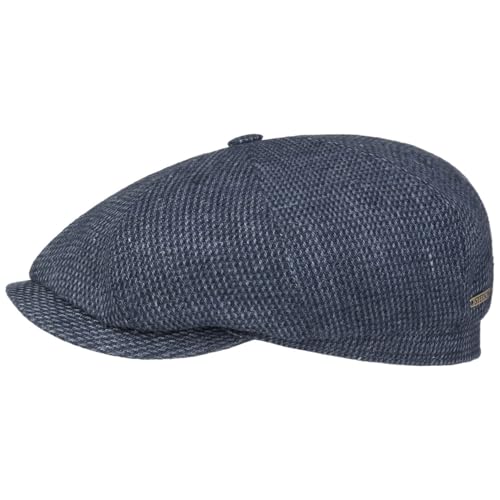 Stetson Hatteras Brinkley Flatcap - Einfarbige Mütze - Ballonmütze aus Leinen & Baumwolle - Mit UV-Schutz 40 - Made in The EU - Herren - Frühjahr/Sommer blau-meliert 61 cm von Stetson