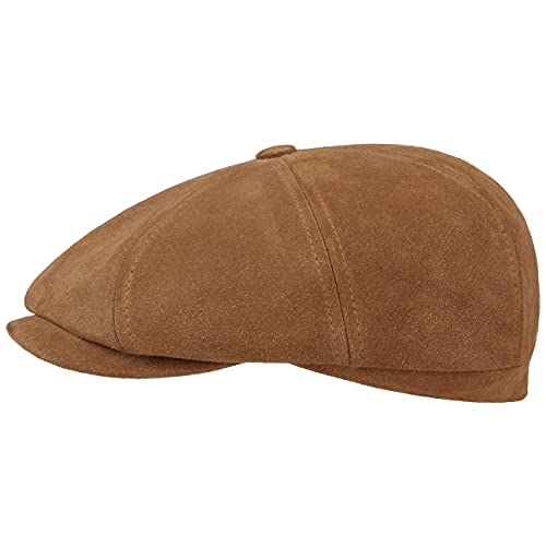 Stetson Hatteras Calf Split Flatcap Schirmmütze Ballonmütze Ledercap Newsboy-Mütze Herren - mit Schirm, Futter Herbst Sommer Frühjahr Winter Frühling-Sommer Herbst-Winter - M (56-57 cm) Cognac von Stetson